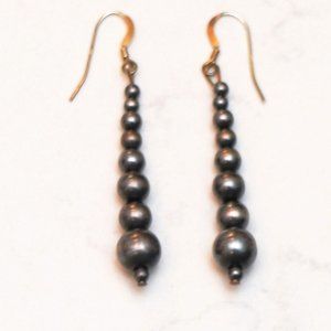 NEW! Brushed silver beaded earrings 1.75 inches
